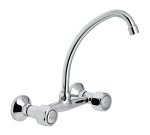 GAMMA 20 cm wall sink mixer with swan neck spout